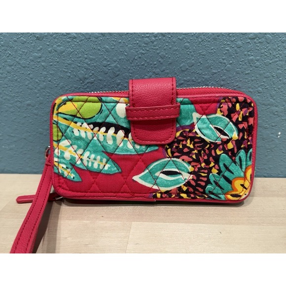 Vera Bradley Handbags - Vera Bradley Wallet Wristlet Rumba Pink Floral Women's Quilted Zip Closure RFID